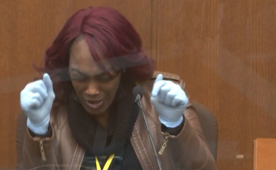Shawanda Hill testified on Tuesday in the trial of Derek Chauvin. She said that as a police officer stood with a gun drawn outside the car she was in with George Floyd on May 25, 2020, Floyd grabbed the steering wheel and started saying, "Please please don't kill me, please please don't shoot me."