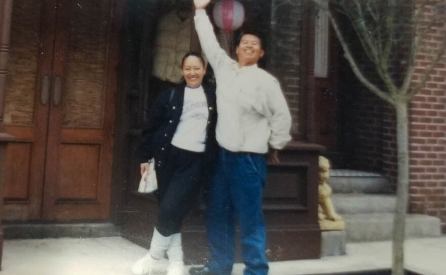Angela and George, pictured in Los Angeles' Chinatown, in 1988.