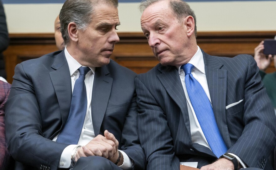 Hunter Biden, left, President Joe Biden's son, appeared in the audience of House Committee on Oversight hearing on a resolution to hold him in contempt of Congress.