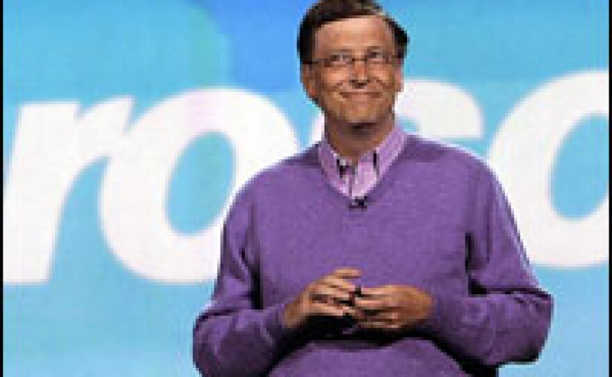 Gates speaks at the 2008 Consumer Electronics Show, his final appearance at the event as a Microsoft executive.