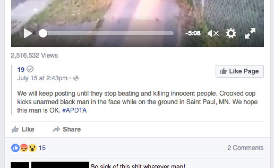 A comment on this post (indicated by the light gray text) was flagged by NPR. Facebook's subcontractors did not remove the comment, but after being pressed further, a spokesperson said they made a mistake and it should have been removed.