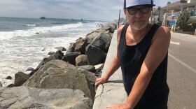 Nick Ricci of "SOS Save Oceanside Sand," stands next to the beach at Wisconsin Street in Oceanside, July 11 2019. 