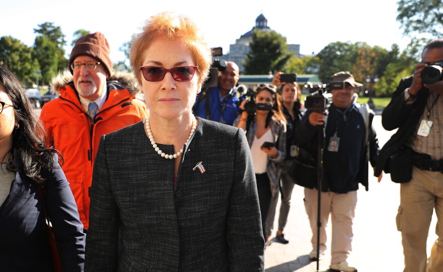 Former U.S. Ambassador to Ukraine Marie Yovanovitch, pictured arriving on Capitol Hill on Oct. 11, is testifying publicly on Friday.
