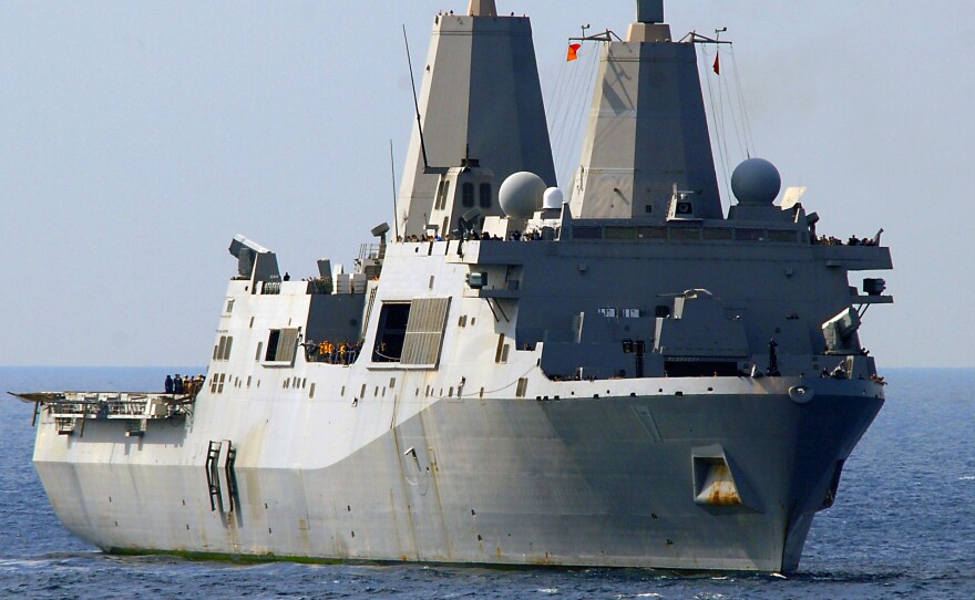 Terror suspect Abu Anas al-Libi is reportedly being questioned on the USS San Antonio in the Mediterranean after he was seized in Libya on Saturday. The transport ship is shown here in a 2009 photo.