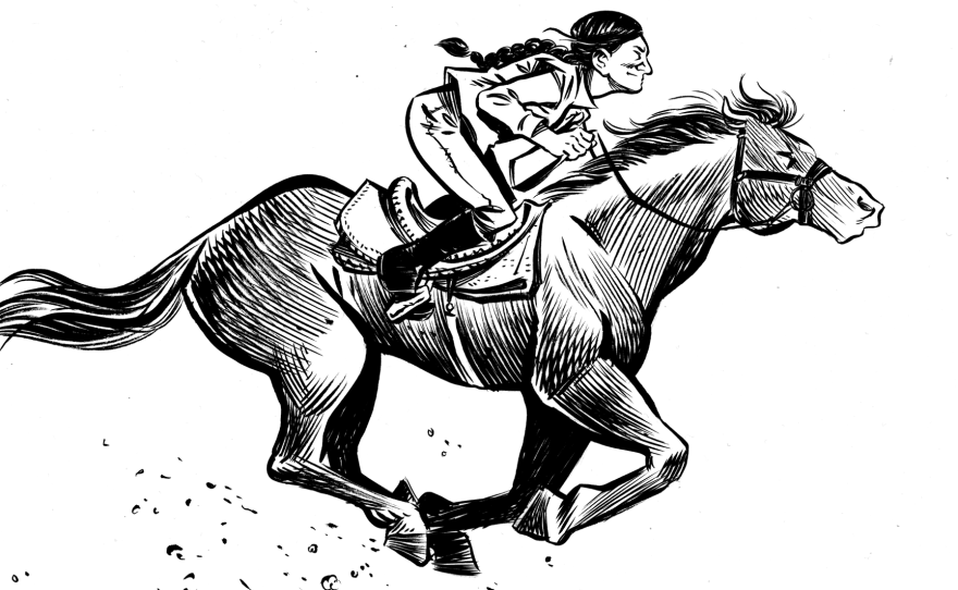 The graphic novel Grand Theft Horse tells the story of a trainer who rescues a horse from its villainous owner. Based on actual events, journalist Taylor Haney set out to learn how much of the story is true. Above, a scene from the novel.