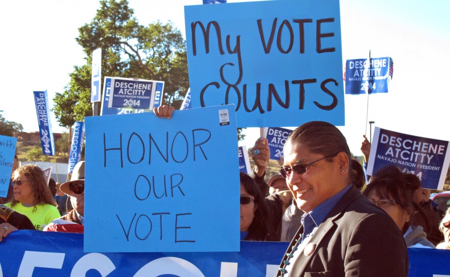 Chris Deschene greets supporters in Arizona in early October.