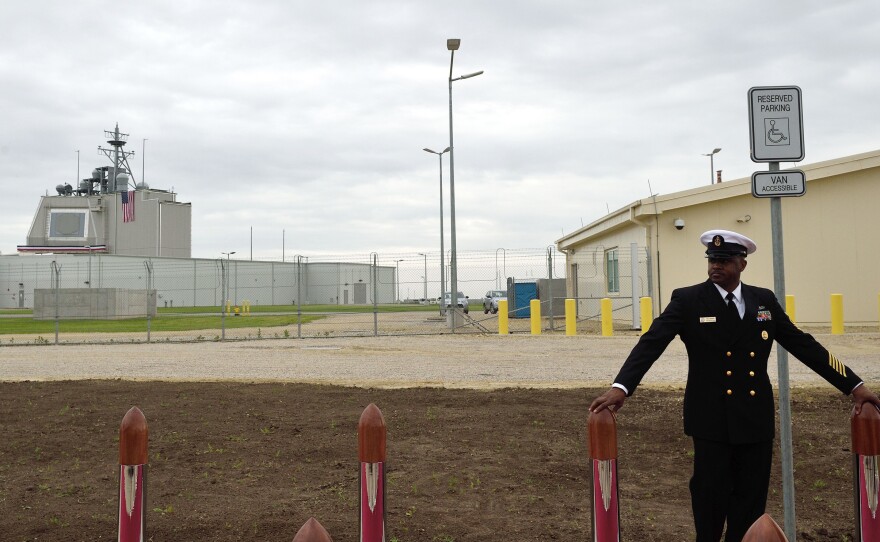 U.S. military personnel stand watch ahead of the May 12 inauguration ceremony of the U.S. anti-missile station, Aegis Ashore Romania, at Deveselu, Romania. The station is part of NATO's anti-missile shield for Europe.