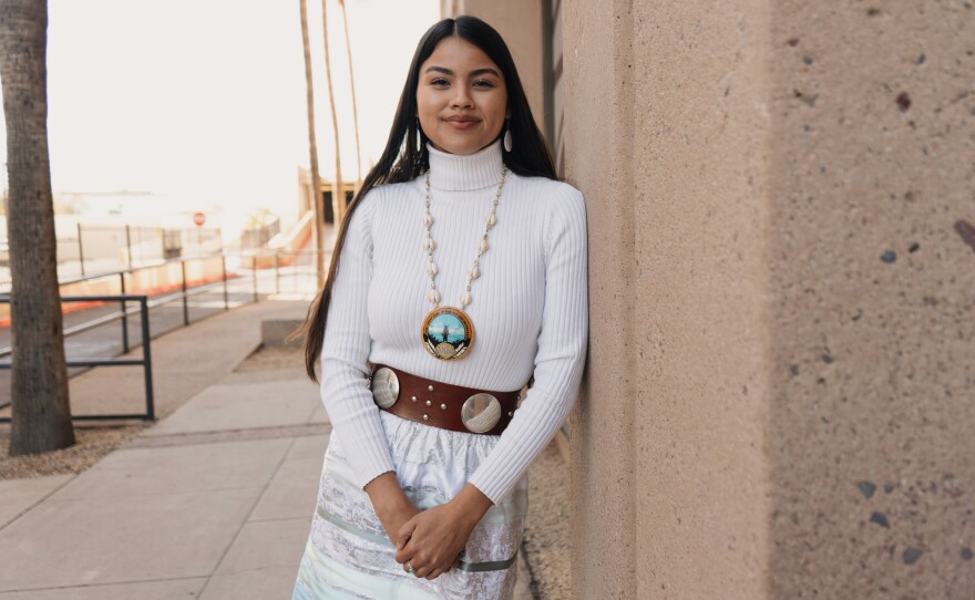 Lourdes Pereira, 23, is part of the Hia-Ced O'odham and Yoeme communities. The recent Arizona State University graduate is passionate about preserving tribal culture. She identifies as a Democrat.