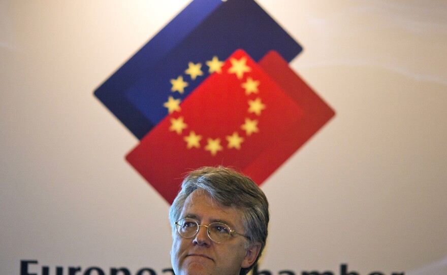 Joerg Wuttke, then the European Chamber of Commerce president, at a press conference in Beijing in 2015.