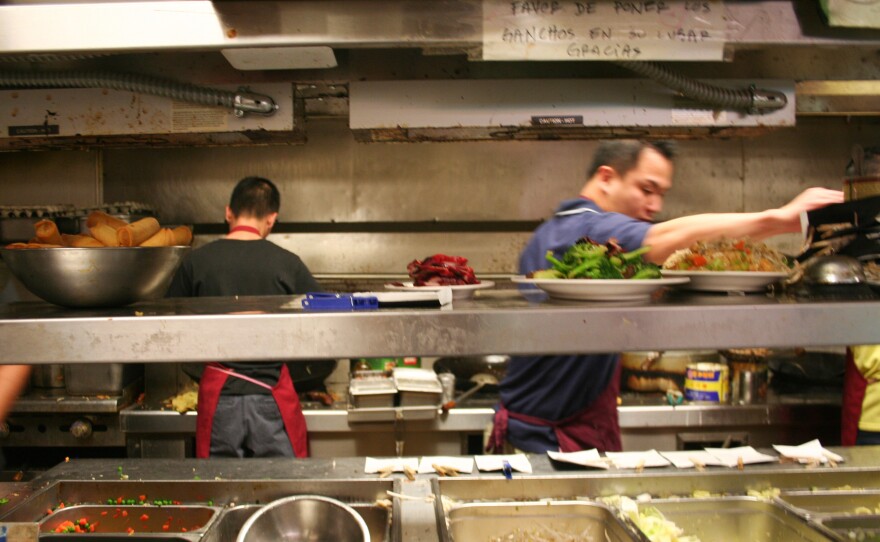 In the Fortune Garden kitchen in El Centro, Calif., near the Mexican border, cooks speak to each other in Cantonese, and waiters give orders in Spanish.