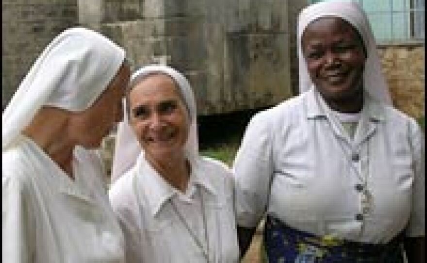 From left, Sisters Luigina, Maria and Suzanne at their convent in Bunia. The missionary sisters had to shut down their convent in 2003 because of ongoing fighting between rival militias. They now rent out the convent's rooms to humanitarian workers.