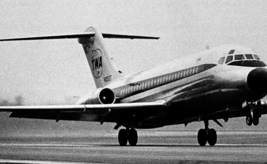 The Trans World Airlines Douglas DC-9, a twin jet aircraft designed to take off and land on runways of less than 6,000 feet, is shown in this 1966 photo, less than a year after its first commercial flight.