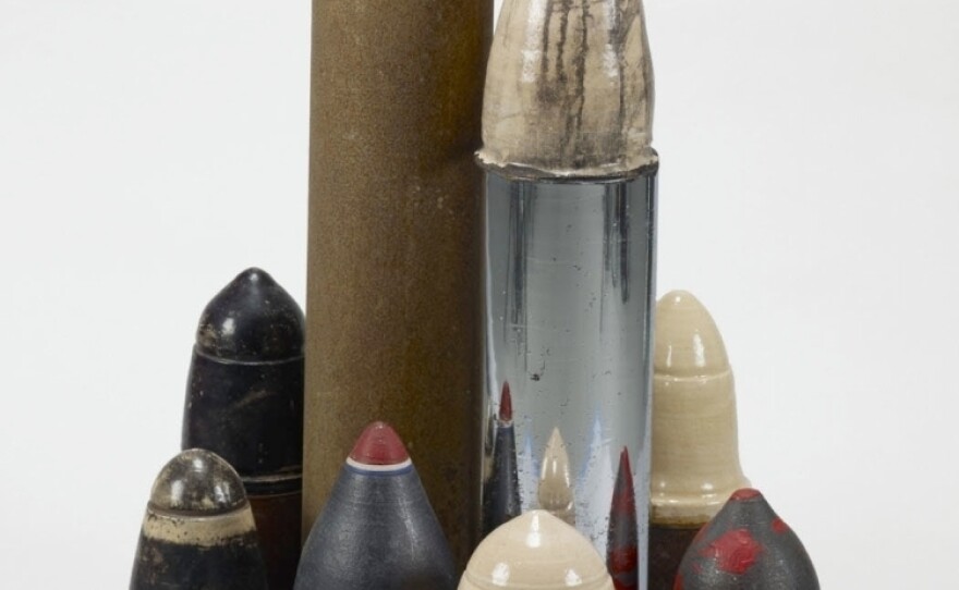 Artist Dale Davis created <em>Viet Nam Game</em> in 1969 in response to the draft imposed by the Vietnam War. Standing 4 feet high, the structure is meant to resemble bombs.
