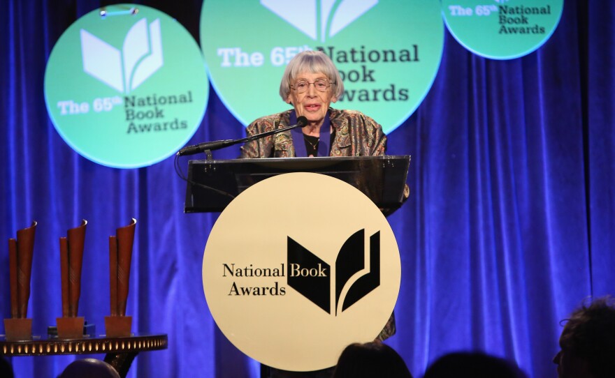 Ursula K. Le Guin speaks at the 2014 National Book Awards, where she was presented with lifetime achievement honors.