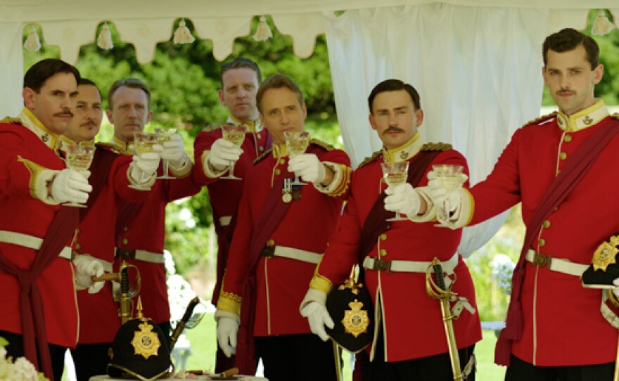 Linus Roache as Lord James Walderhurst (center), and his men.