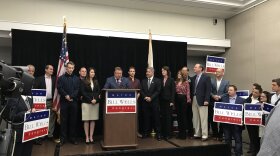 El Cajon Mayor Bill Wells announces his run for the 50th Congressional District seat, Feb. 20, 2018. 