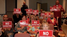 Demonstrators protest the move to have district elections in the city of Oceanside, May 4, 2017. 