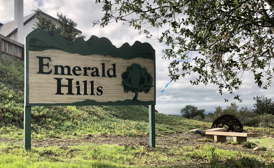The Emerald Hills neighborhood sign is pictured on Jan. 18, 2022.
