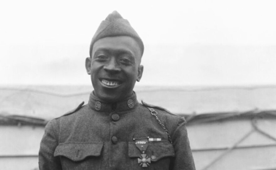 Sgt. Henry Johnson of the 369th Infantry Regiment was awarded the French Croix de Guerre for bravery during an outnumbered battle with German soldiers, Feb. 12, 1919.