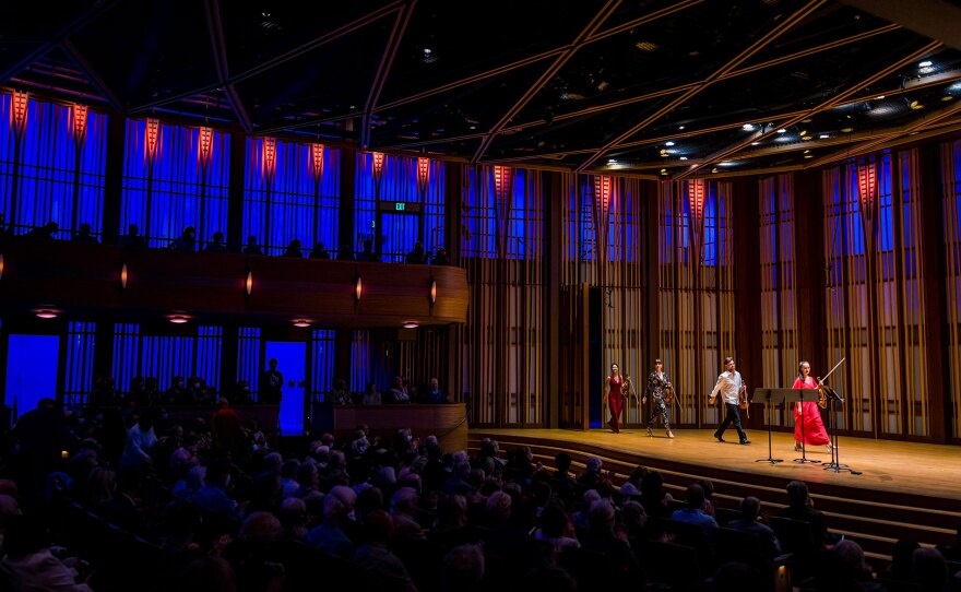 Performers take the stage in the The Baker-Baum concert hall at the La Jolla Music Society