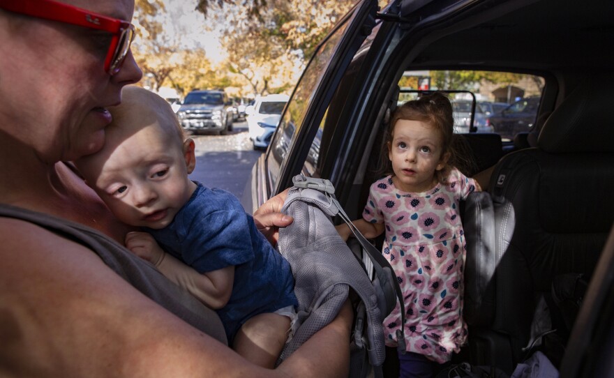 Chelsea takes her kids grocery shopping. The family won't miss the RV when it's time to move into their new home in January. They are looking forward to the big things, like making the house their own, and the little things, like having better water pressure.