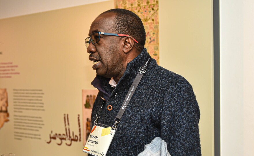 Michael Onyango of Kenya, founder of a group that helps connect people to jobs: "I start my day with prayer and I end my day with prayer."