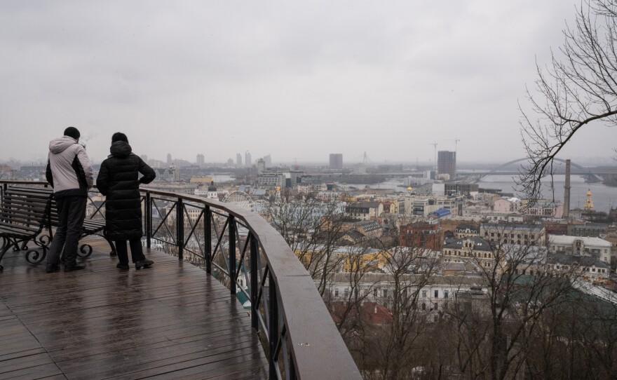 People look out over Ukraine's capital city, Kyiv. Some sense of normalcy has returned to Kyiv, but lawyer Liudmyla Lysenko believes there is a collective anxiety that the Russians will come back to the city.