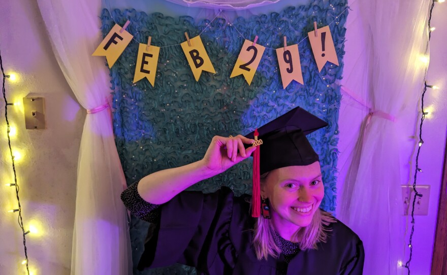 Rachel Nantt is throwing a 2020-themed party on leap day, and plans to dress up in the graduation cap and gown she didn't get to wear (or return) during the pandemic.