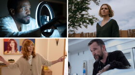Clockwise from top left: Yahya Adbul-Mateen II in Wonder Man, Rhea Seehorn in Pluribus, Noah Wyle in The Pitt, Lisa Kudrow in The Comeback.