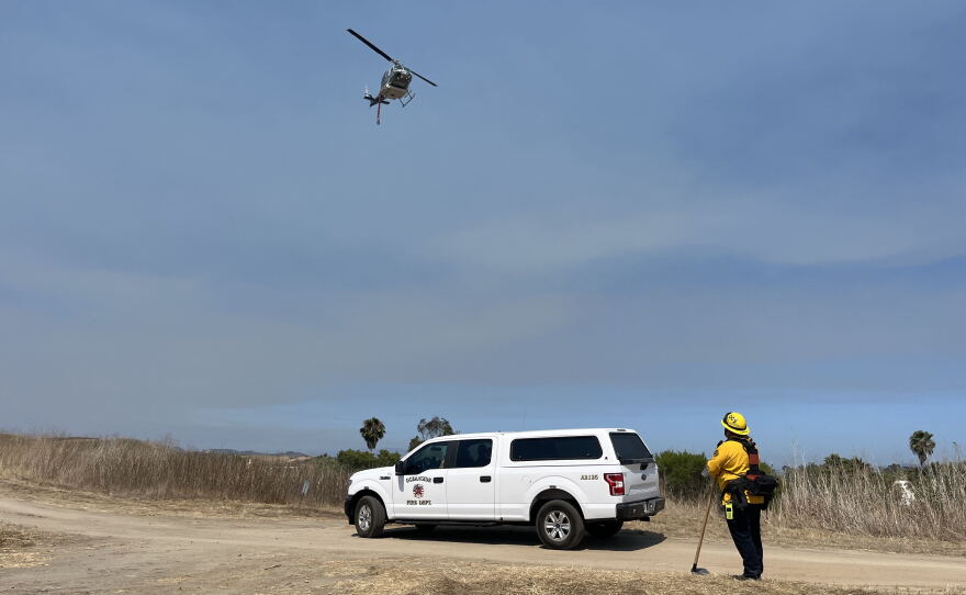 Ground and air crews work to put out the November Fire on Camp Pendleton on June 10, 2026.