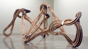 A photo of Richard Deacon's Dead Leg, 2007. Steamed oak, stainless steel. Courtesy of the Artist and L.A. Louver, Venice, CA