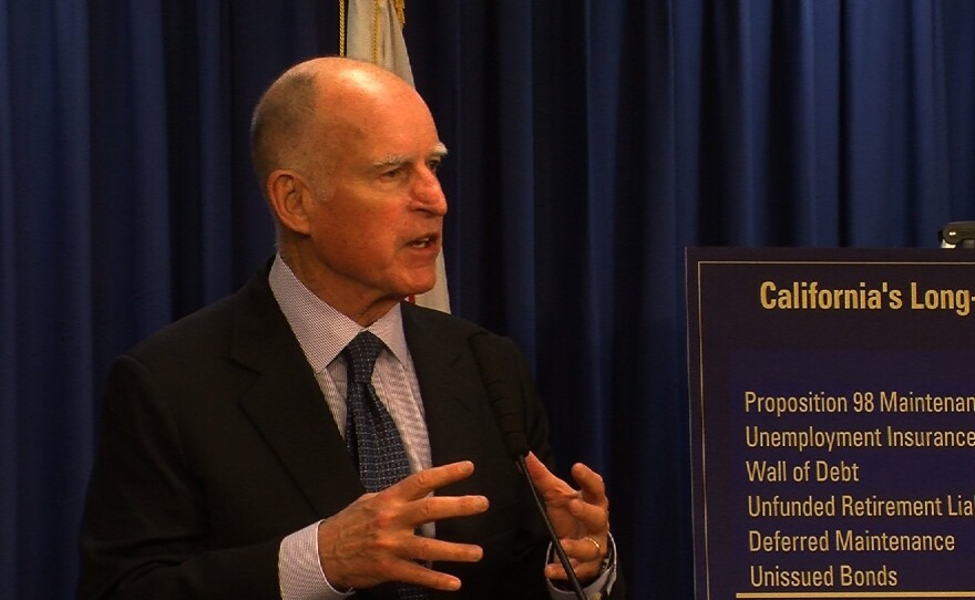 Gov. Jerry Brown spoke at a news conference in San Diego on the day he released his $155 billion proposed budget for 2014-15.