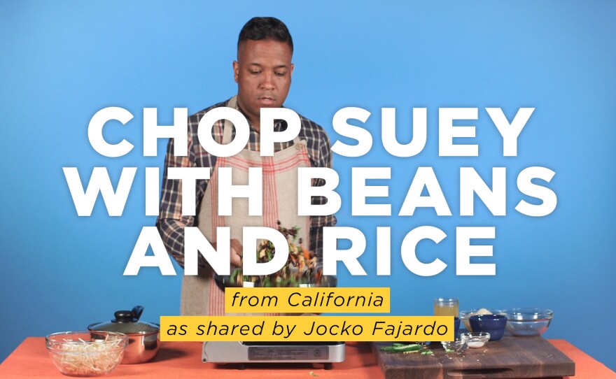 Joaquin "Jocko" Fajardo makes a spicy Mexican version of chop suey, a classic American Chinese dish. He tells us how his great-aunt learned to make the dish from the Asian employees at her Mexican restaurant in Los Angeles.