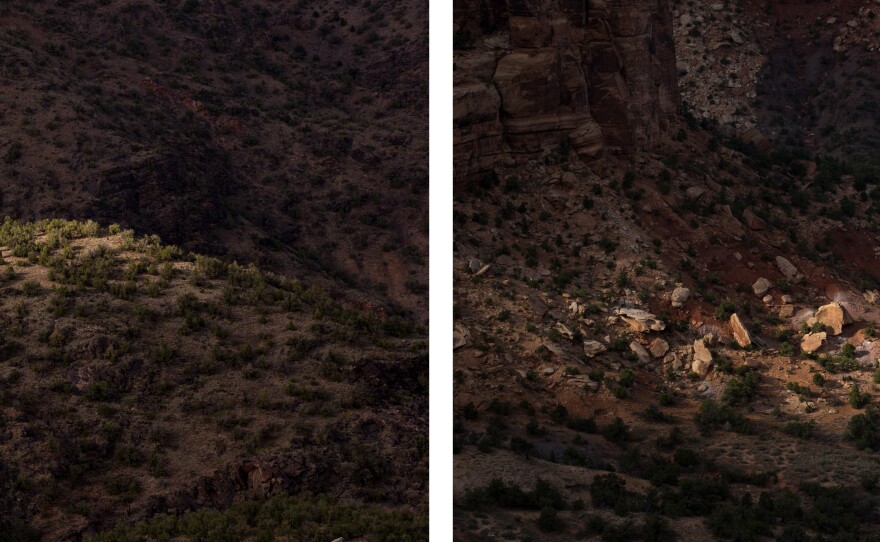 Afternoon light sets in a canyon on the southern end of Colorado National Monument.