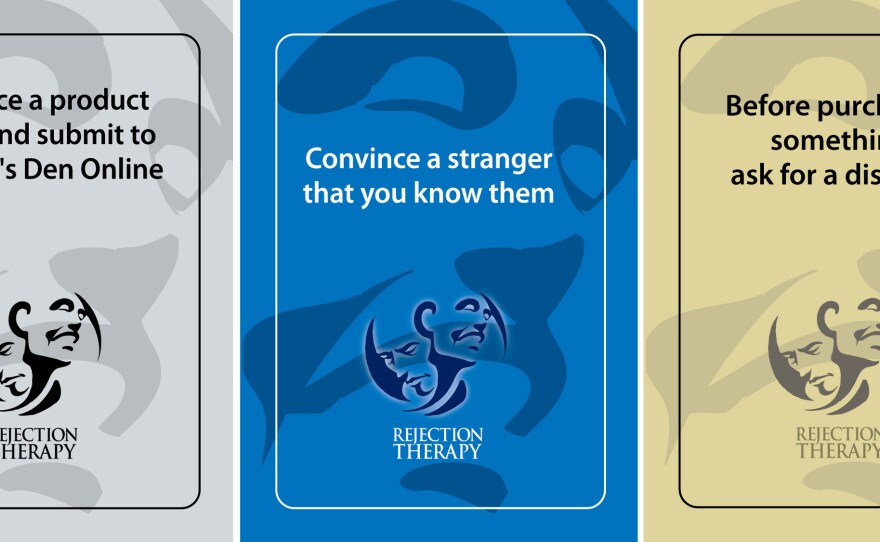 Cards from the Rejection Therapy game.