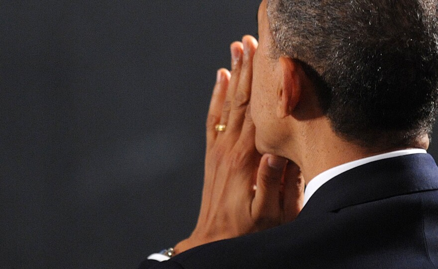 President Obama at an interfaith vigil for the shooting victims from Sandy Hook Elementary School in 2012.