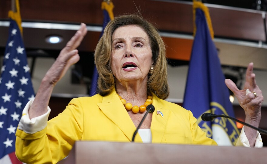 House Speaker Nancy Pelosi of California speaks at her weekly press conference on Capitol Hill, Friday, Aug. 12, 2022, in Washington.