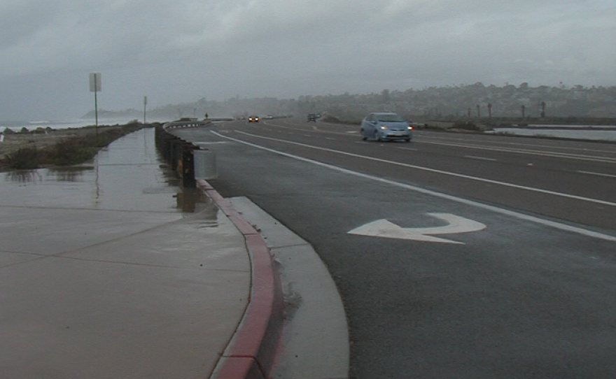 High tides may threaten to flood Highway 101 in Cardiff, Jan. 6, 2016.