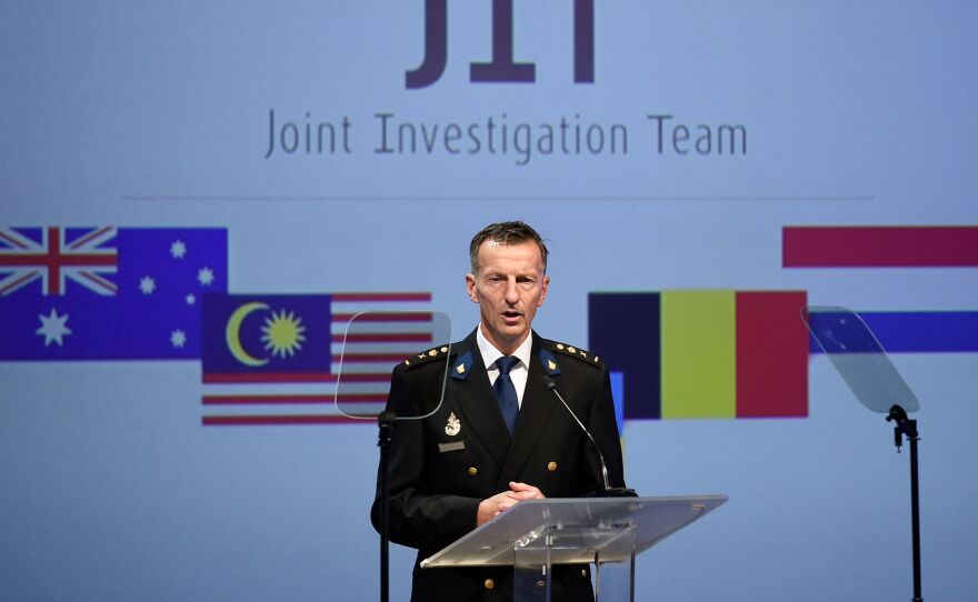 Dutch National Police chief Wilbert Paulissen speaks Wednesday at a news conference in the Netherlands. International investigators accused four people of being involved in the downing of Malaysia Airlines Flight 17 in eastern Ukraine.