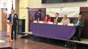 San Diego Mayor Kevin Faulconer at the Interfaith Shelter Network: LGBTQ Summit hosted by St. Paul's Cathedral near downtown, March 5, 2018.