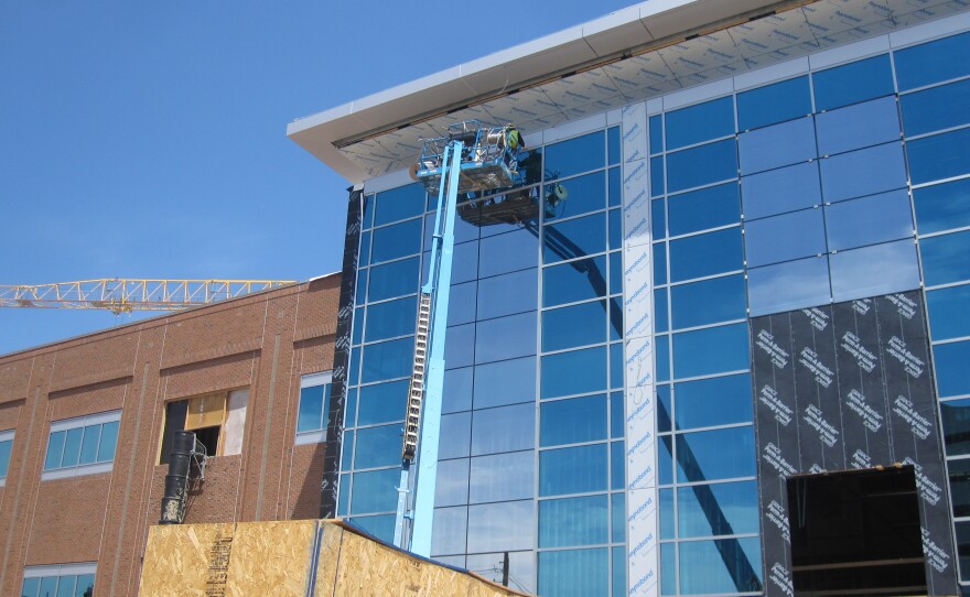 Construction is continuing at the Maryland Proton Treatment Center in downtown Baltimore. It's one of three such centers under development in the Washington, D.C., region.