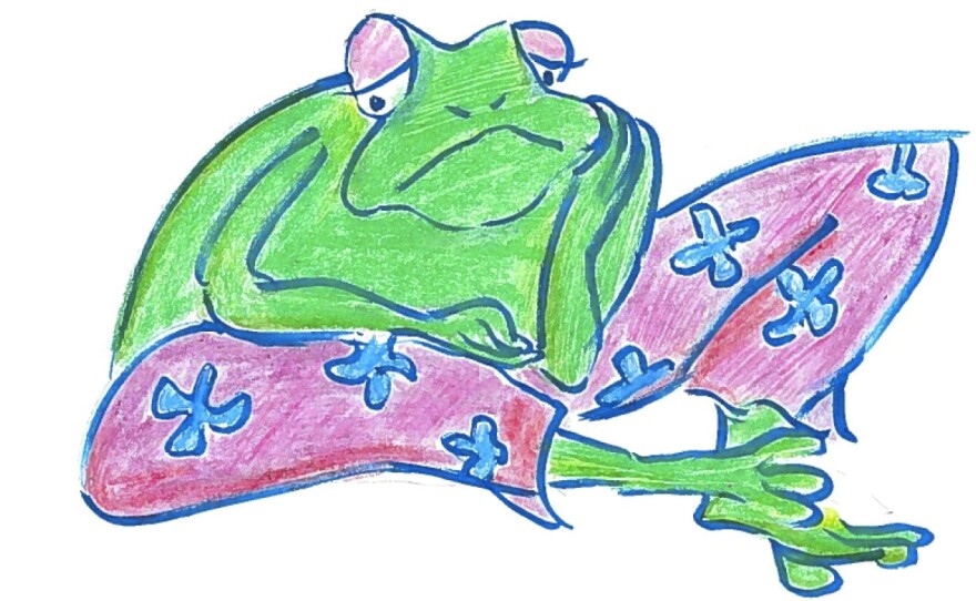 A frog in pants.