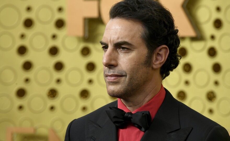 Sacha Baron Cohen, pictured at the Emmy Awards in 2019, is suspected of being behind a prank on a far-right group.