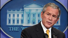 President Bush addresses reporters at a news conference Tuesday at the White House.