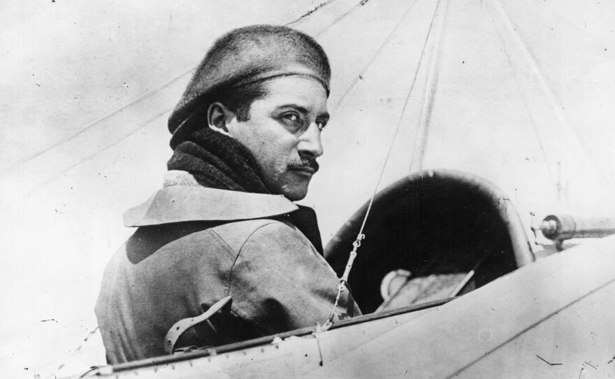 French aviator Roland Garros pictured in the cockpit of an aircraft in 1911.