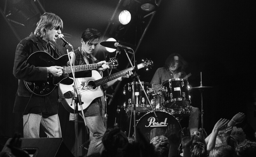 Talk Talk — from left, Mark Hollis, Paul Webb and Lee Harris — performing on the show <em>Countdown </em>in Bussum, Netherlands on Feb. 25, 1986.