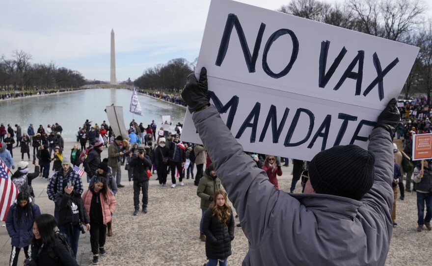 In January, thousands of protesters gathered in Washington for a rally against vaccine mandates. Many believe in alternative therapies like ivermectin.