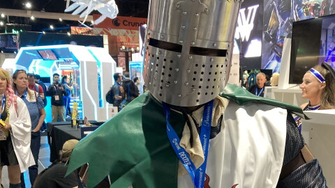 A cosplayer dressed as Solaire of Astora from "Dark Souls" was spotted praising the sun at Comic-Con on July 26, 2025.