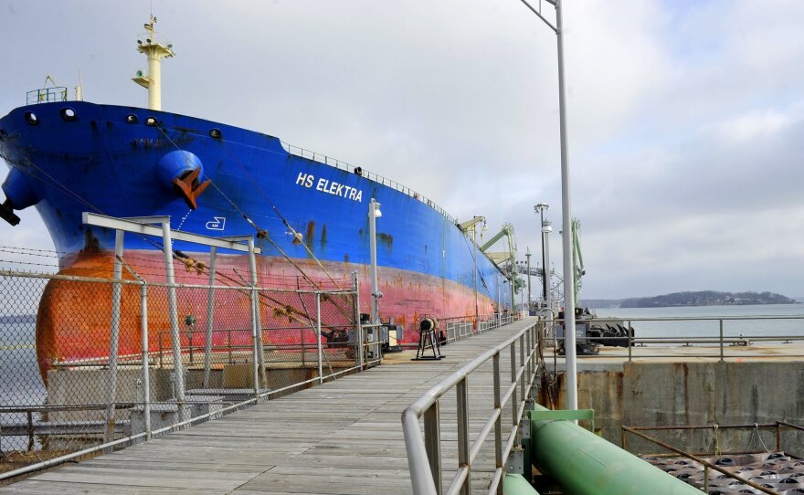 The oil tanker HS Electra unloading oil from the North Sea at the Portland Pipe Line facility in South Portland, Maine, in 2013.