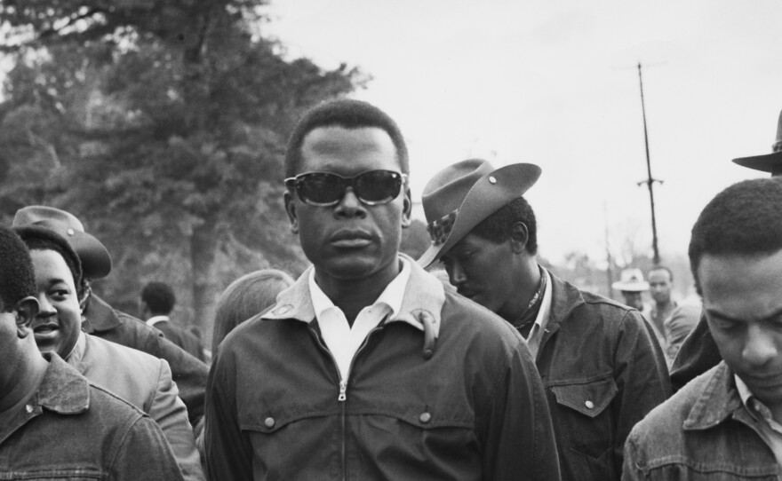 Bahamian-American actor and civil rights activist Sidney Poitier supporting the Poor People's Campaign at Resurrection City in Washington, DC, May 1968.